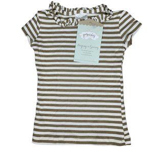Persnickety NWT green and white stripped tee shirt ruffle collar size 12 months